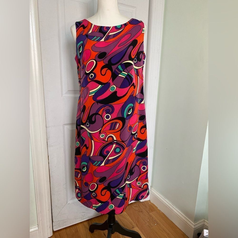 1990s Psychedelic Colorful & Unique Shift Dress